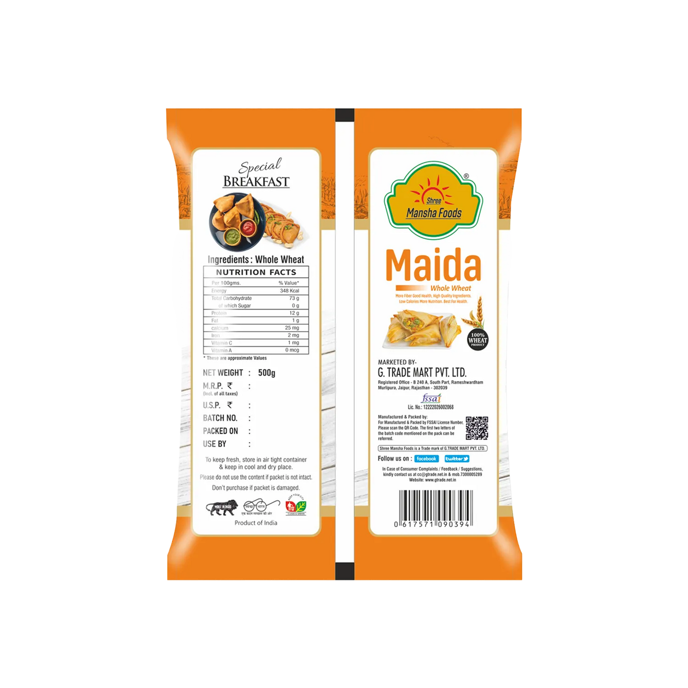 Shree Mansha Foods Combo (Sooji - 500 Gm + Maida - 500 Gm + Besan - 500 Gm)