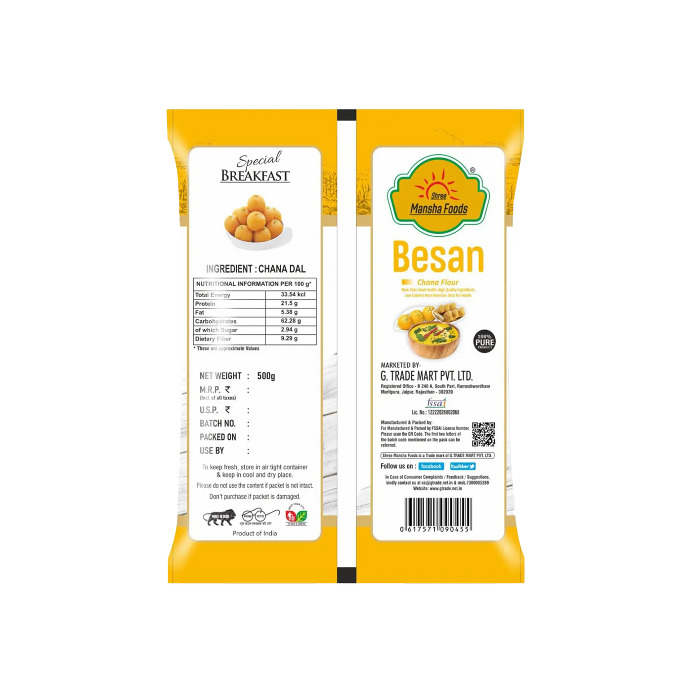 Shree Mansha Foods Combo (Sooji - 500 Gm + Maida - 500 Gm + Besan - 500 Gm)